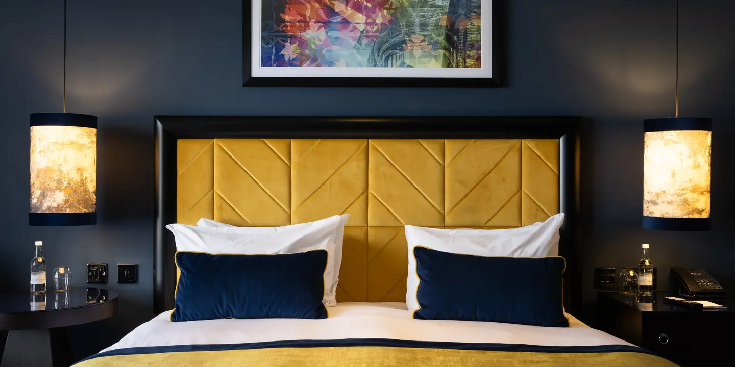 Large comfy bed with soft pillows