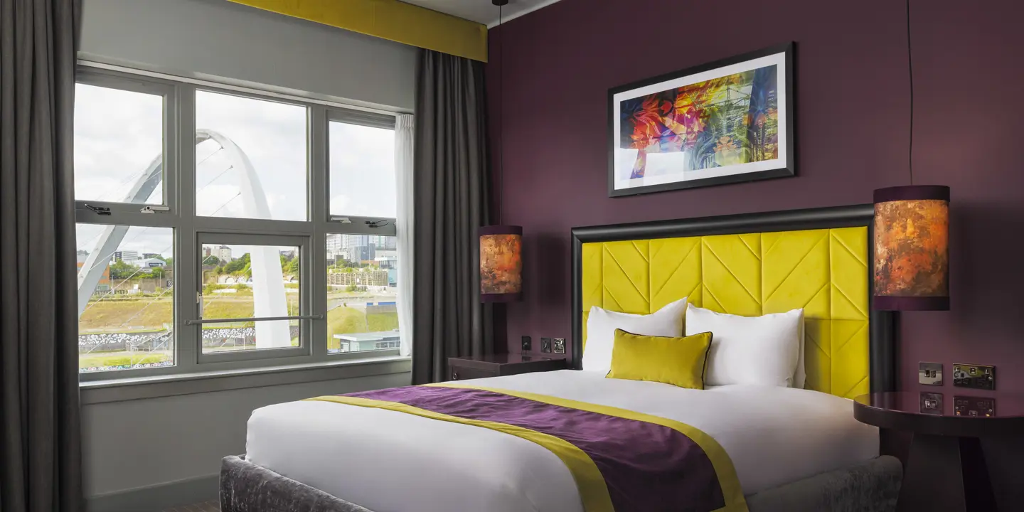 Stylish room with comfy bed